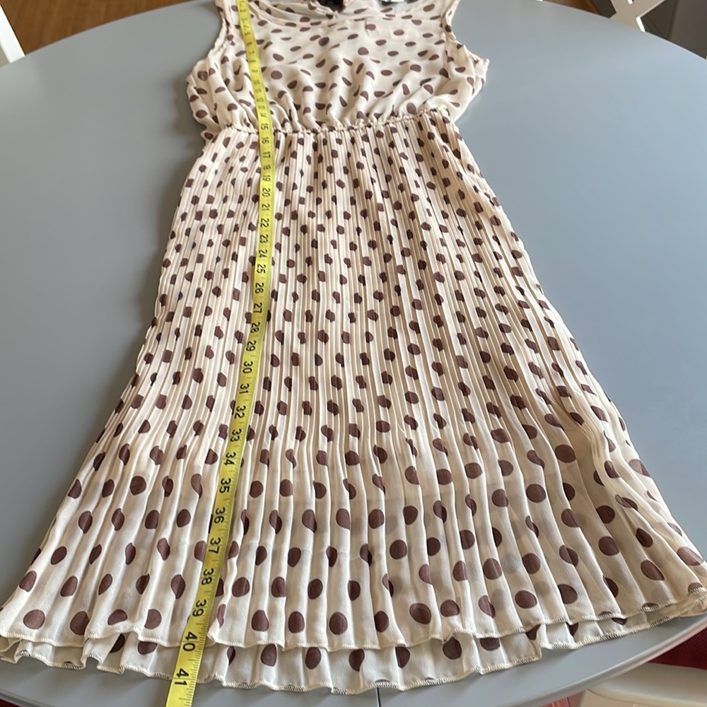NWT Forever 21 sleeveless knee length dress Size S/P polka dot taupe brown - Picture 5 of 12